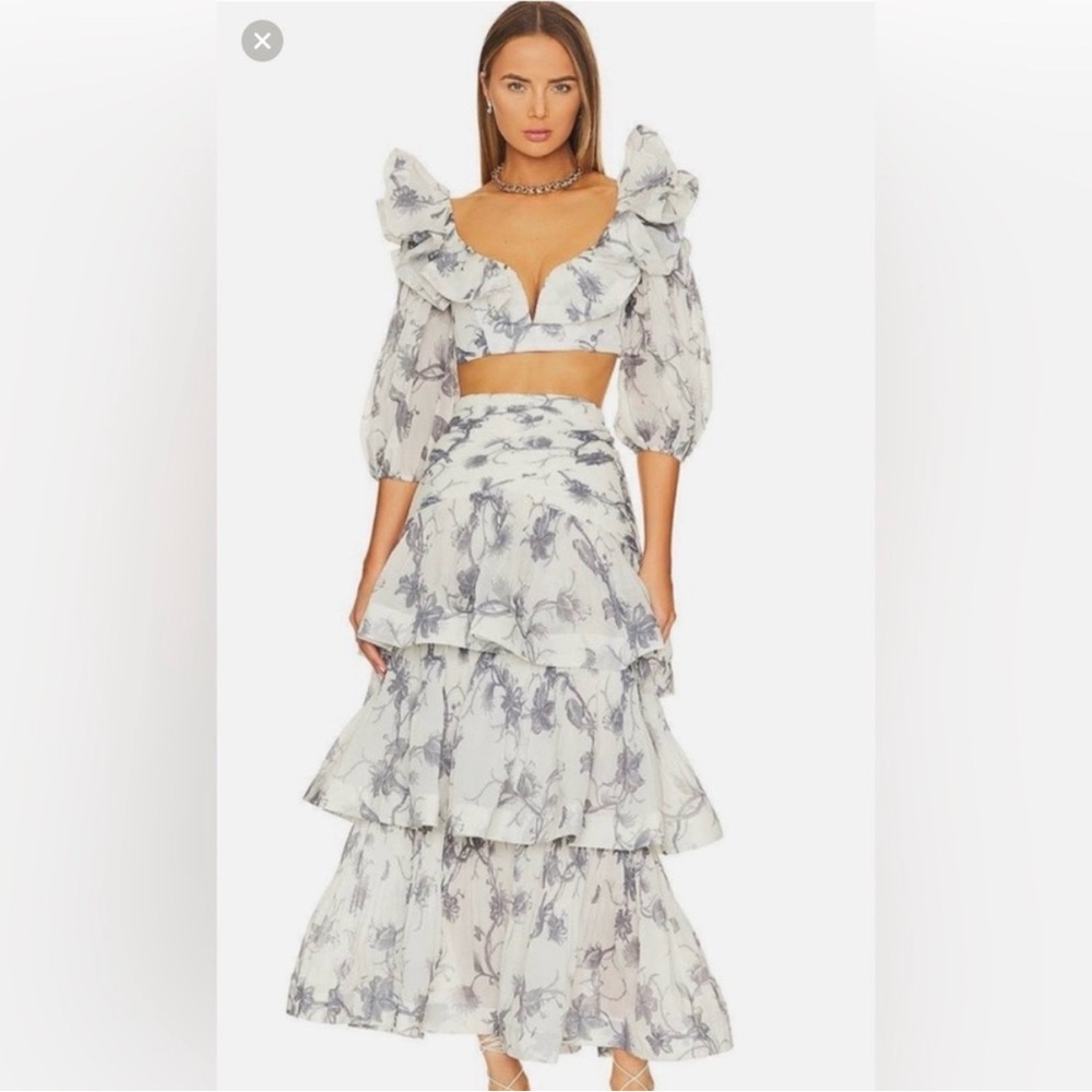 Zimmerman Floral Ruffle Top and Matching Tiered Skirt